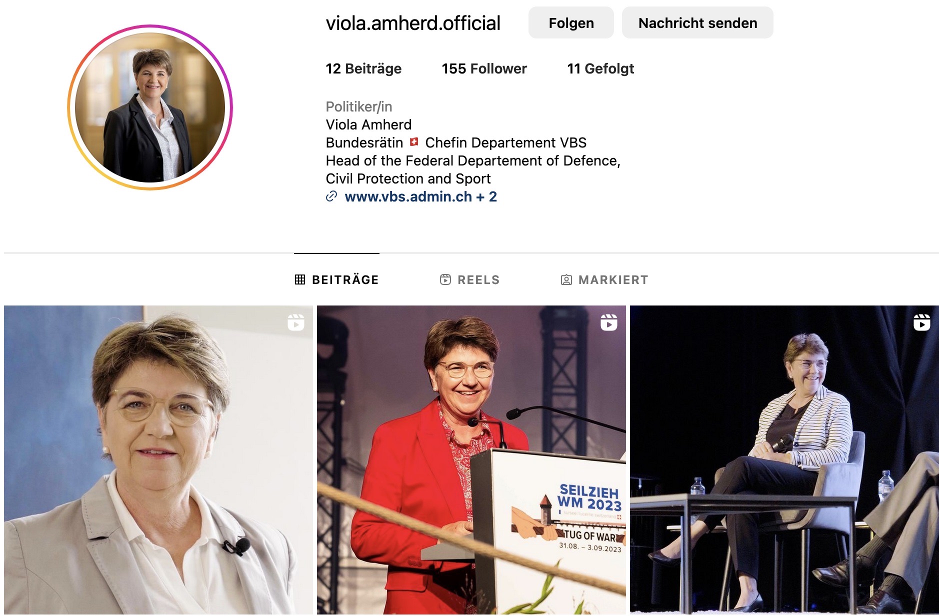 Auch Bundesrätin Viola Amherd Postet Jetzt Auf Instagram - Kleinreport.ch