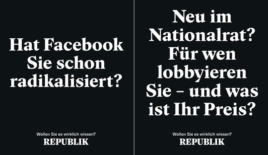 Hängekartons in den Bussen und Trams der Stadt Zürich bewerben die «Republik»...