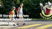 «Max der Dachs» zeigt Kindern, wie man sich beim Überqueren einer Strasse richtig verhält... (Bild: zVg)