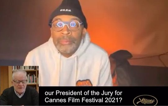 Spike Lee bestätigt im Video-Call mit Cannes-Direktor Thierry Frémaux, dass man seinen Flug für Cannes buchen könne...