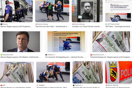 Die Berichte von «Bund» und «Berner Zeitung» über die Polizeiaktion im Juni 2021 lösten einen Sturm in Medien und Politik aus... (Bild: Screenshot Google)