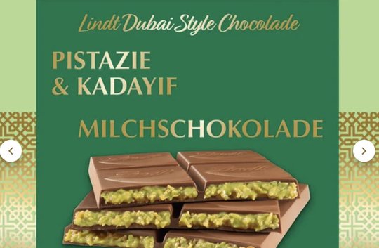 Nach dem grossen Erfolg der handgefertigten Lindt Dubai Chocolade Ende 2024 kommt nun die Kreation der Lindt Dubai Style Chocolade nach ähnlichem Rezept für den Grosshandel...    (Bild Lindt&Sprüngli/zVg)