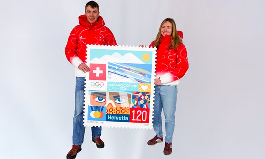Die Schweizerische Post hat die Marke zu Milano Cortina 2026 vom Designer Christoph Frei gestalten lassen... (Bild: zVg)