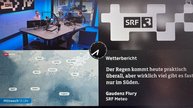 Überbrücken die meteorologische Sendepause: Philippe Gerber (l.) und Marco Thomann gönnen Gaudenz Flury die Erleichterung... (Bild: Screenshot)