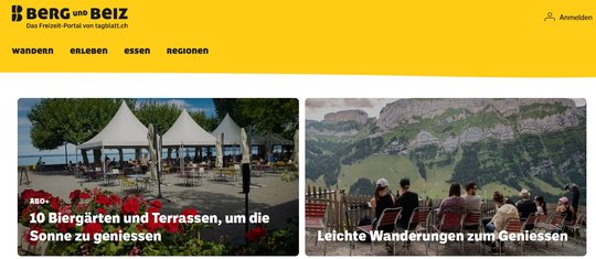 Bergundbeiz.ch bietet schweizweite Tipps für Wanderungen und Restaurants... (Bild: Screenshot bergundbeiz.ch)