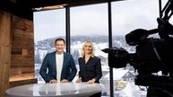 Sascha Ruefer und Annette Fetscherin moderieren das Olympia-Programm auf SRF... (Bild: SRF/zVg)