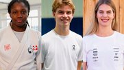 Die drei Nominierten: Die Judoka April Fohouo, der Tennisspieler Henry Bernet und die Monobob-Fahrerin Deborah Annen... (Bild: zVg / © SRF Milena Burch)