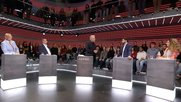 Alfred Heer, Philipp Bregy, Moderator Sandro Brotz, Cédric Wermuth und Sibel Arslan (v.l.)...    (Bild Screenshot/SRF-«Arena»)