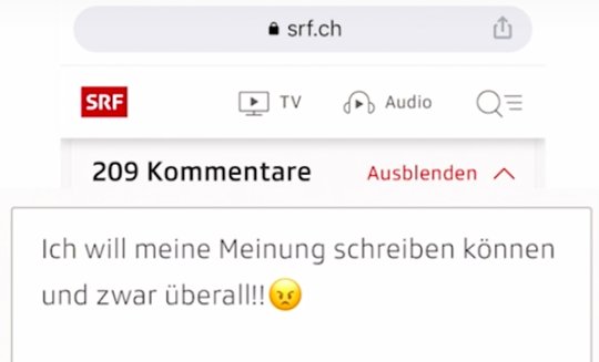 Aus den Netiquette gestrichen: «Ausdrücklich nicht toleriert sind: Verallgemeinerungen, Unterstellungen oder Behauptungen, die sich nicht überprüfen lassen.» (Bild Screenshot SRF)