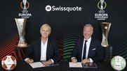 Marc Bürki, CEO von Swissquote, mit UEFA-Marketingdirektor Guy-Laurent Epstein…    (Bild: Swissquote)