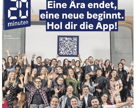 Grüsse von der Frontseite der letzten gedruckten Version am 23. Dezember 2025...    (Bild: 20 Min./zVg)