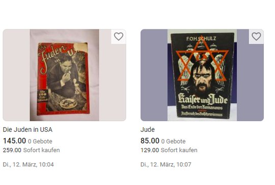 Höchstpreise für rassistische Literatur...(Bild: ricardo.ch)