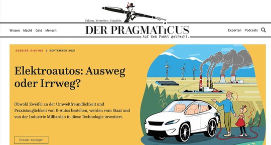 Neben dem Online-Portal gibt es beim «Pragmaticus» eine Talkshow mit Roger Köppel auf Servus TV...          (Bild: Screenshot Onlineportal)