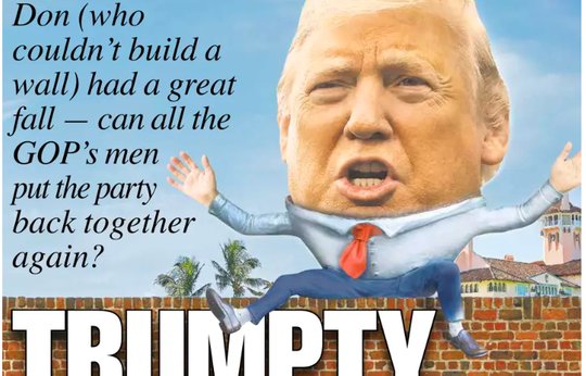 «Trumpty Dumpty» fällt von der Mauer: «The New York Post» karikiert Trump in Kinder-Figur...     (Screenshot «The New York Post)»