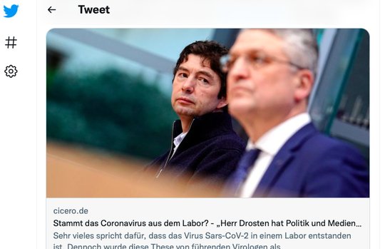 «Das ist kein Interview, sondern ein Vorkommnis»: Gegen dieses Interview wehrt sich Christian Drosten. (Screenshot Twitter)