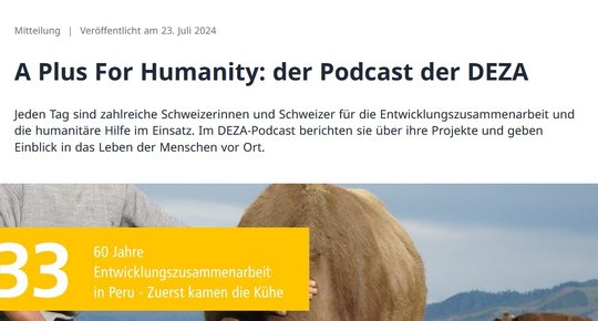 Für einen Podcast mit Thomas Gass, damals Vizedirektor der Deza, gab das Aussendepartement 300’000 Franken aus… (Bild: Screenshot www.deza.eda.admin.ch)