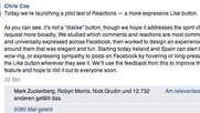 Facebook-Eintrag von Manager Chris Cox