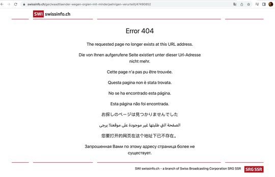 Swissinfo nahm den Artikel sofort vom Netz...
