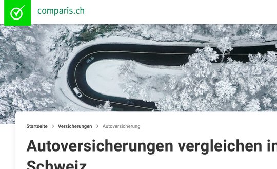 Juristische Querelen: Die Finanzmarktaufsicht findet, dass sich die Vergleichsplattform als Versicherungsvermittlerin registrieren lassen muss. Comparis verneint dies. (Bild Screenshot comparis.ch) 