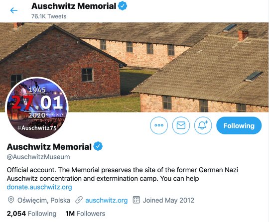 Das Museum nutz Twitter, um täglich an die Gräueltaten der Nazis zu erinnern...