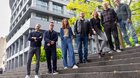 Mediatonic-Managements in Feierlaune: Co-owner Matthieu Robert, Head of Transformation Christian-Kumar Meier, Co-owner Julie Rossi, Financial Officer Joey Allegro, Co-owner Claudia Schroeter, Co-owner Marco Rose und CEO Chris Fluckiger... (v.l.; Bild zVg)