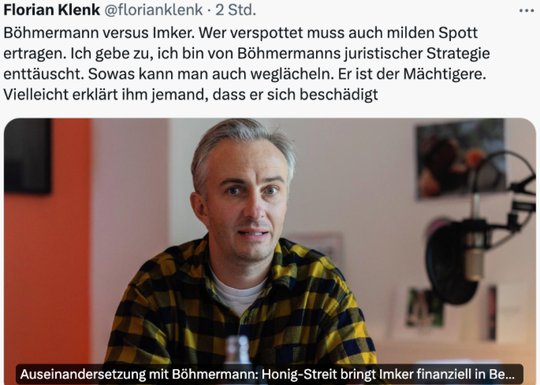 Selbst der «Falter»-Journalist Florian Klenk, der Böhmermann eigentlich verbunden ist, stört sich am Gehabe des ZDF-Comedian... (Bild: Screenshot KR)