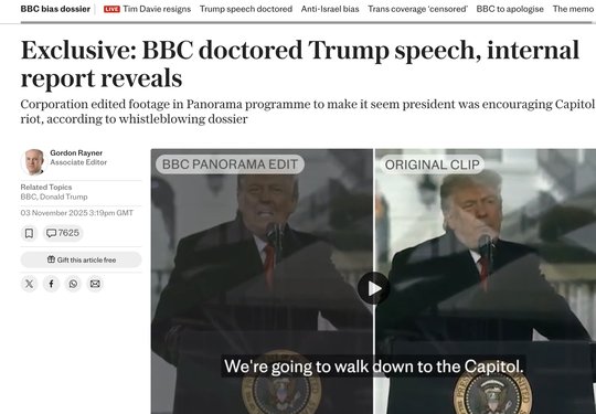 Die britische Tageszeitung «The Daily Telegraph» stellt die Passagen gegeneinander...   (Bild: screensh. «The Daily Telegraph»)