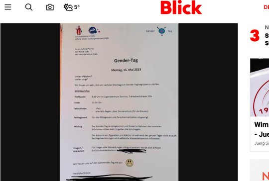 Auf die Veröffentlichung des Schulbriefs (Bild) durch Glarner folgte «Telefonterror durch Unbekannte»... (Bild: Screenshot blick.ch)