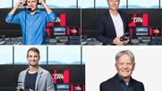 Michael Weinmann (o.l.), Oliver Sittler, Nico Müller (u.l.) und Marc Surer bilden das Team der Kommentatoren für die Formel 1 auf SRF…   (Bilder: SRF)