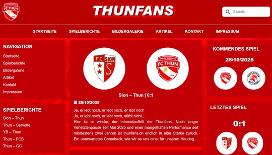 Ja, er lebt noch: Der Internet-Auftritt der Fans des FC Thun... (Bild: zVg)