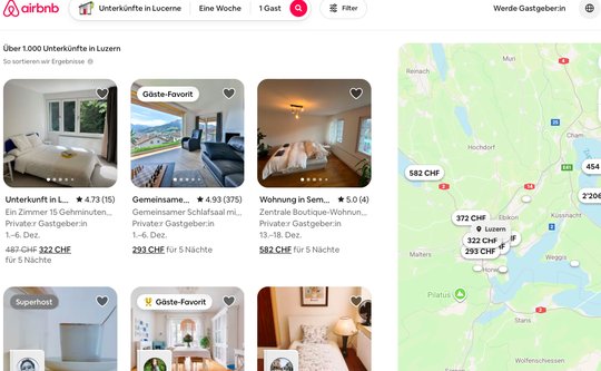 Das Gericht erachtet die Regelungen zur Einschränkung der kommerziellen Kurzzeitvermietung als «gesetzes- und verfassungskonform»... (Bild: Screenshot airbnb.ch)