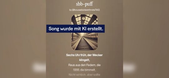 Der Song über den Zugausfall zwischen Bern und Zürich ist mit einem Augenzwinkern zu verstehen… (Bild: Screenshot 20minuten.ch)