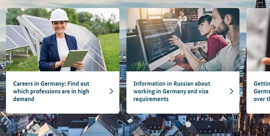 Auf der Webseite «Make it in Germany!» können sich Fachleute aus Russland informieren…          (Screenshot)