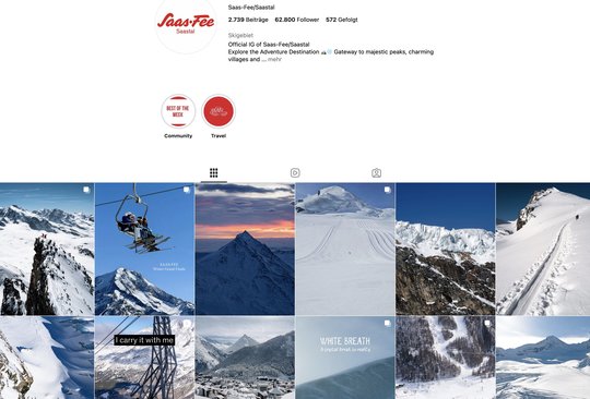 Mit der Tourismusorganisation Saastal Tourismus hat die Content-Marketing-Abteilung CH Media Mind bereits eine Kampagne realisiert... (Bild: Insta/Saastal Tourismus)