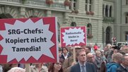 SRG-Leute protestieren mit Print-Journalisten