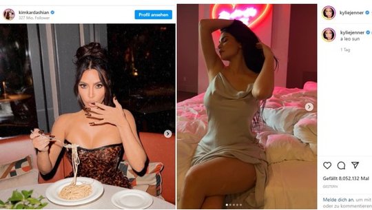 Kim Kardashian hat 298 Millionen Follower auf Instagram, Kylie Jenner 325...         (Screenshots Instagram)