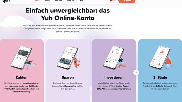 Die Finanz-App Yuh und Swissquote betreuten Ende letzten Jahres 1,2 Millionen Kundenkonten... (Bild: Yuh/Screenshot)