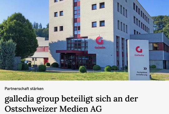 Im Zuge «der Minderheitsbeteiligung» kommt Urs Schneider, VRP der Galledia Group AG, in den Verwaltungsrat der Ostschweizer Medien AG...     (Bild © «Die Ostschweiz»)