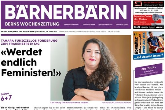 Die Front des «Bärnerbär» am 14. Juni zeigt deutlich auf, dass die Verantwortlichen der Berner Wochenzeitung die Anliegen der Schweizer Frauen ernst nehmen…       