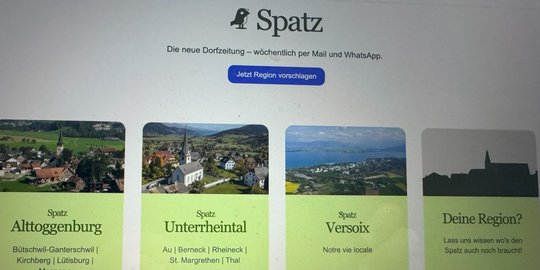  Aus der Region für die Region: Webseite des «Spatz»…  (Screenshot «Spatz»)