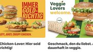 Aktuelle Produkte auf der Website von McDonalds's Deutschland. Das angemahnte «Greenwashing» wurde nach der Eingabe der Klage geändert... (Bild: Screens./McDonald's)