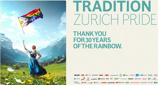 Regenbogen statt Schweizerkreuz: Die Jubilare des 30-jährigen Pride Festivals werfen eine Pride-Flagge in die Lüfte... (Bild zVg)