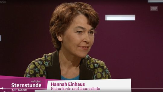 Hannah Einhaus hier 2019 zu Gast bei «regligion Sternstunde» zum Thema «Vom alten Judenhass zum neuen Antisemitismus»...      (Bild: sreenshot SRF)