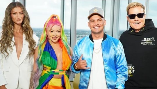 Leony, Katja Krasavice, Pietro Lombardi und Dieter Bohlen (r.) sitzen in der Jury der 20. DSDS-Staffel..        (Bild: RTL)      