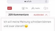 Aus den Netiquette gestrichen: «Ausdrücklich nicht toleriert sind: Verallgemeinerungen, Unterstellungen oder Behauptungen, die sich nicht überprüfen lassen.» (Bild Screenshot SRF)