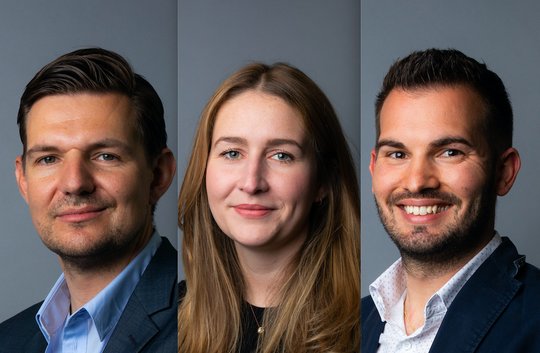 Alle drei wechseln bald ihre Büros: Daniel Rieder, Jessica von Duehren-Cattani und Flavio Razzino (v.l.). (Bild © Ringier)