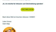 In einem der umstrittenen Spendenschreiben von Pro Infirmis wirbt selbst Nationalrat Islam Alijaj um Spendengelder… (Bild: Screenshot Pro Infirmis)