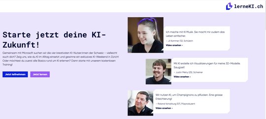 Computerkonzern startet Plattform «lerneki.ch» für mögliche KI-Talente…   (Screens. Microsoft/zVg)