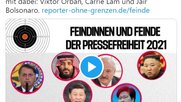 Reporter ohne Grenzen hat weltweit mindestens 37 «Feindinnen und Feinde der Pressefreiheit» ausgemacht...