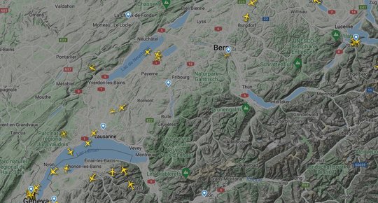 Die Überflugsrechte sind im Bundesrat zu einem Streitpunkt geworden. Nato-Staaten müssen Umwege nehmen...           (Screenshot Flightradar24)